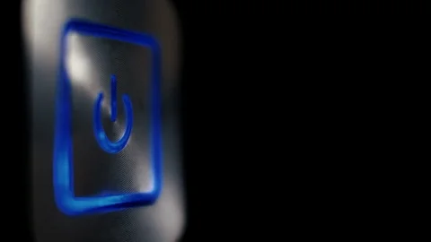 Blue LED touch button activate the system on a black background Stock Footage 102657523