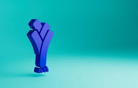 Blue Leek icon isolated on blue background. Minimalism concept. 3D render Stock Illustration