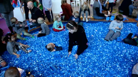 Blue Lego brickcs Stock Footage 35181111