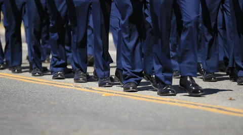 Blue legs march Stock-Footage 3577710