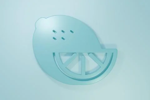 Blue Lemon icon isolated on blue background. Minimalism concept. 3D render .. Stock Illustration