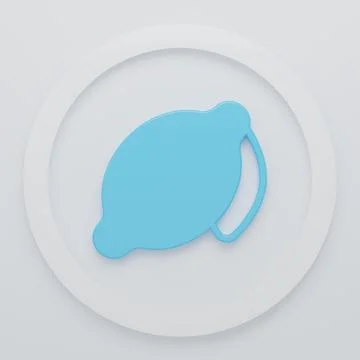 Blue Lemon icon isolated on white background. Minimalism concept. 3D render.. Stock Illustration