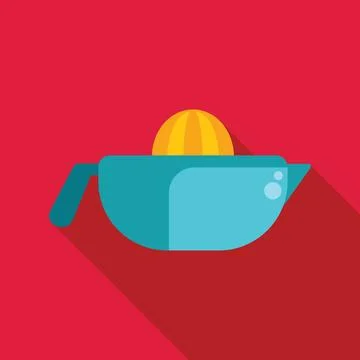 Blue lemon squeezer pressing half a lemon on red background Stock Illustration