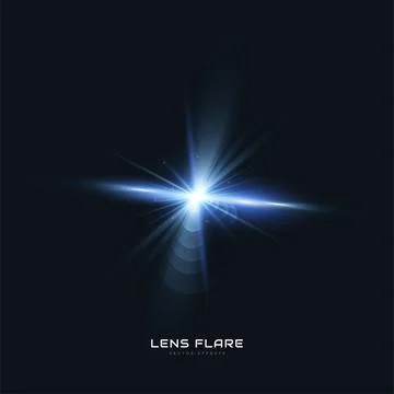 Blue Lens Flare Effect. Vector transparent Sunlight Light Effect Stock Illustration
