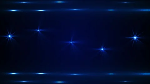 Blue lens flare light background glowing starbursts, soft beams, dark stage atmo Stock Footage 340478749