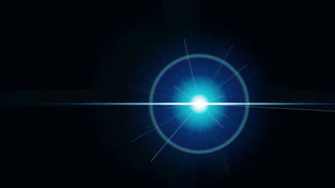 Blue lens flare light effect abstract background, motion bright burst Video stock 342443103