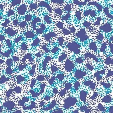 Blue leopard skin seamless pattern texture repeat. Abstract animal fur wallpa Stock Illustration