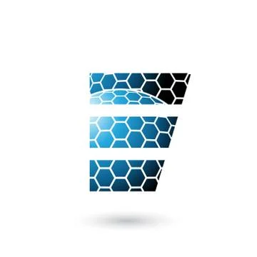 Blue Letter E with Honeycomb Pattern Vector Illustration Stock Illustration