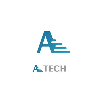 Blue A Letter Technology Logo Template. Vector. Icon Stock Illustration
