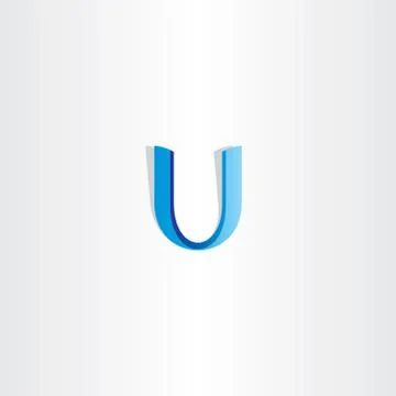 Blue letter u ribbon vector icon element Stock Illustration