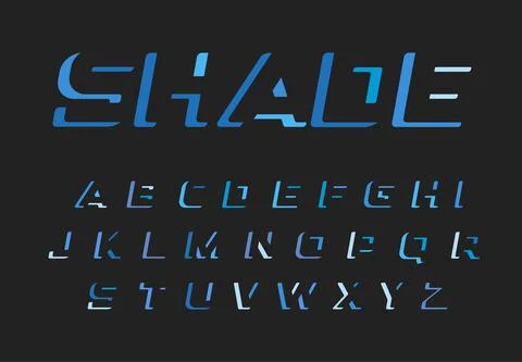 Blue letters set. Vector latin alphabet. Darkness color font. Cutout negative Stock Illustration