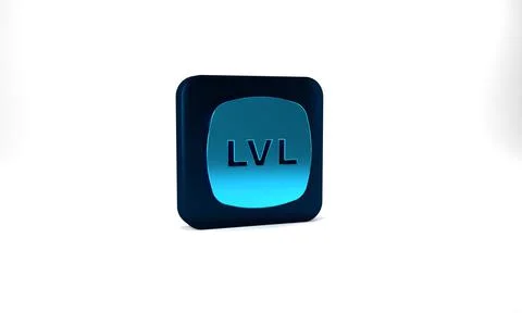 Blue Level game icon isolated on grey background. Blue square button. 3d Stock Illustration