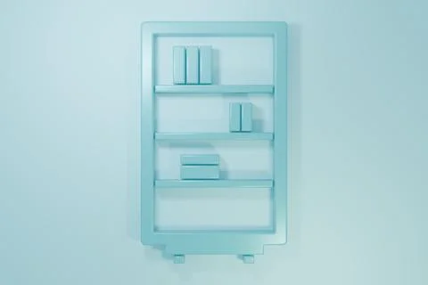 Blue Library bookshelf icon isolated on blue background. Minimalism concept.. Illustrazione stock