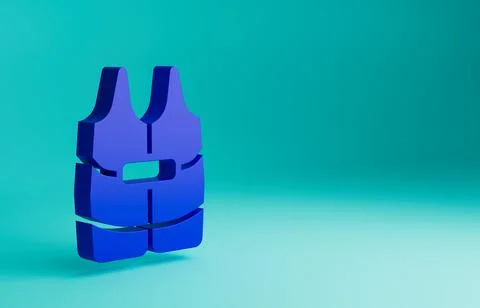 Blue Life jacket icon isolated on blue background. Life vest icon. Extreme sport Stock Illustration