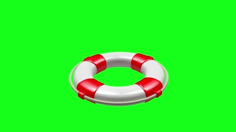 Blue life preserver changes to red on green screen, 3D animation. Stockbeeldmateriaal 334455992