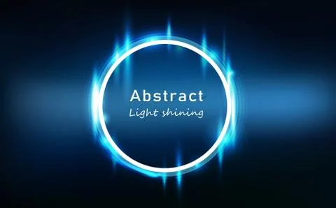 Blue light abstract glowing effect neon circle frame, ring bright shining Stock Illustration