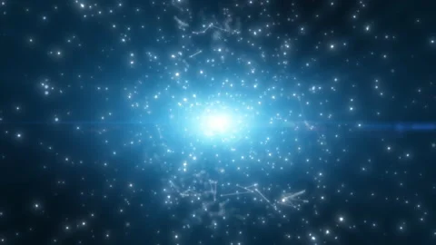 Blue light and dust particles explosion, light beam effect. Video stock 191775695