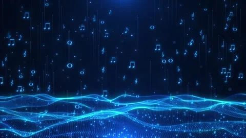 Blue light and musical notes rising in the background Video stock 332043101