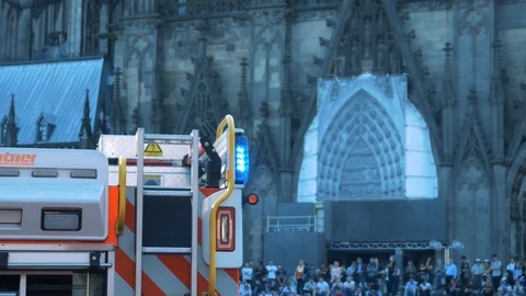 Blue Light And Sirens Cologne Central Station Stock Footage 96468140