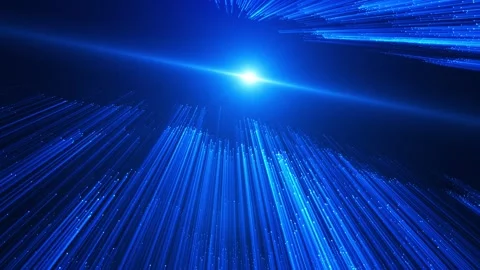 Blue light beams rushing toward bright star in space Stock Footage 330297270