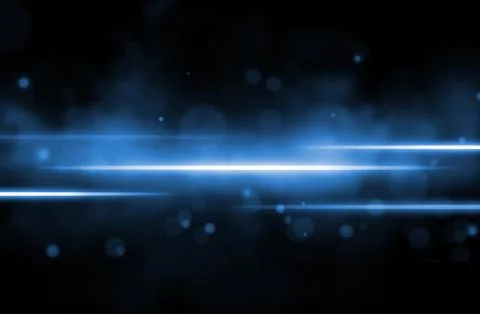 Blue light bokeh effect with smoke on black background 스톡 일러스트