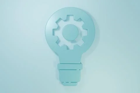 Blue Light bulb and gear icon isolated on blue background. Innovation conce.. Stock Illustration