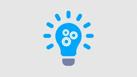 Blue light bulb animation with rotating gears inside moving up and down 스톡 동영상 333668336