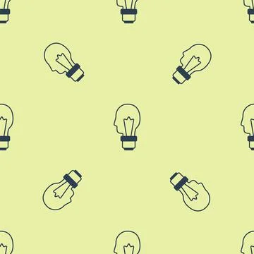 Blue Light bulb with concept of idea icon isolated seamless pattern on yellow Illustrazione stock