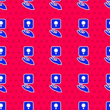 Blue Light bulb with concept of idea icon isolated seamless pattern on red ba Illustrazione stock