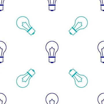 Blue Light bulb with concept of idea icon isolated seamless pattern on white 스톡 일러스트