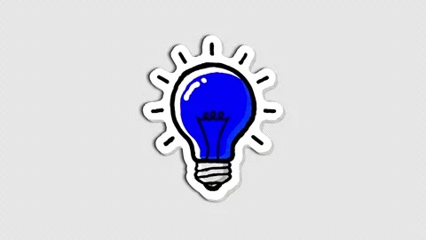 Blue Light Bulb Wiggle Sticker, Doodle Style Vidéo 321065307
