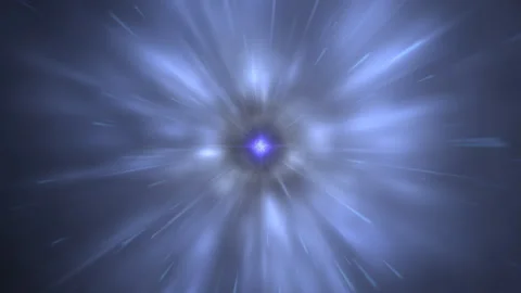 Blue Light Burst Dynamic Space Warp With Centered Purple Core Stock Footage 317692675
