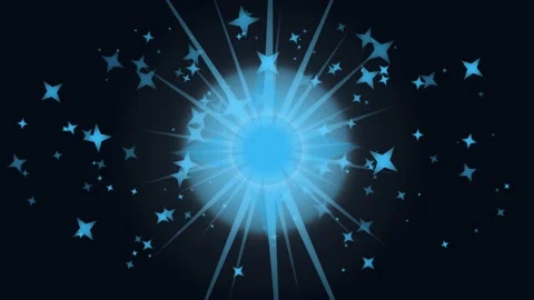 Blue light burst explosion with glowing sparkles for fantasy magic spell ef.. Stockbeeldmateriaal 348115589