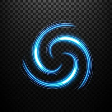 Blue Light Circle Effect on Dark Background, Vector Illustration Illustrazione stock