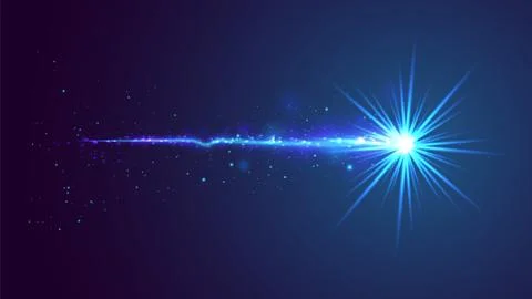 Blue light comet. Shining lights in motion with small particles. 스톡 일러스트