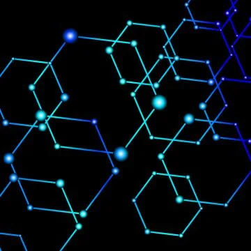 Blue light connected dots abstract background Stock Illustration