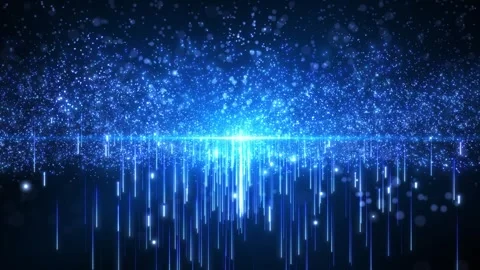 Blue light from dust particles creates beautiful bokeh. Elegant abstract Stock Footage 310325626