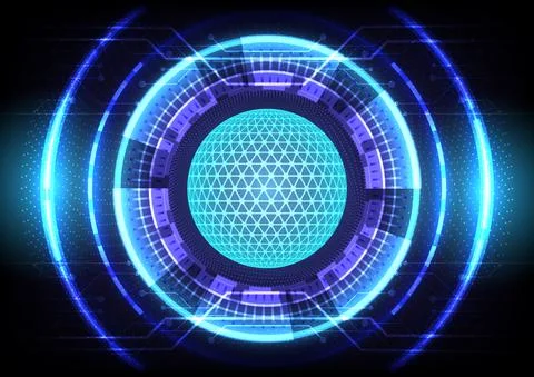 Blue light effect. Abstract hi-tech background. Futuristic Sci-Fi glowing HUD Illustrazione stock