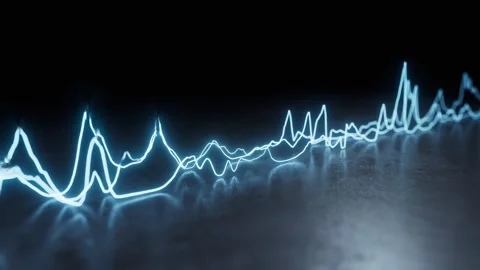 Blue light effect audio spectrum is played in a loop. Stock-Footage 335131506