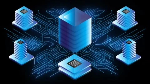 Blue light effect technology concept green screen background Stock Footage 304421028