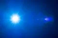 The blue light with flare and beam ray Photo