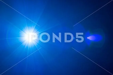 The blue light with flare and beam ray Stock Photos