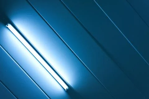Blue light fluorescent of lamp Stock Photos