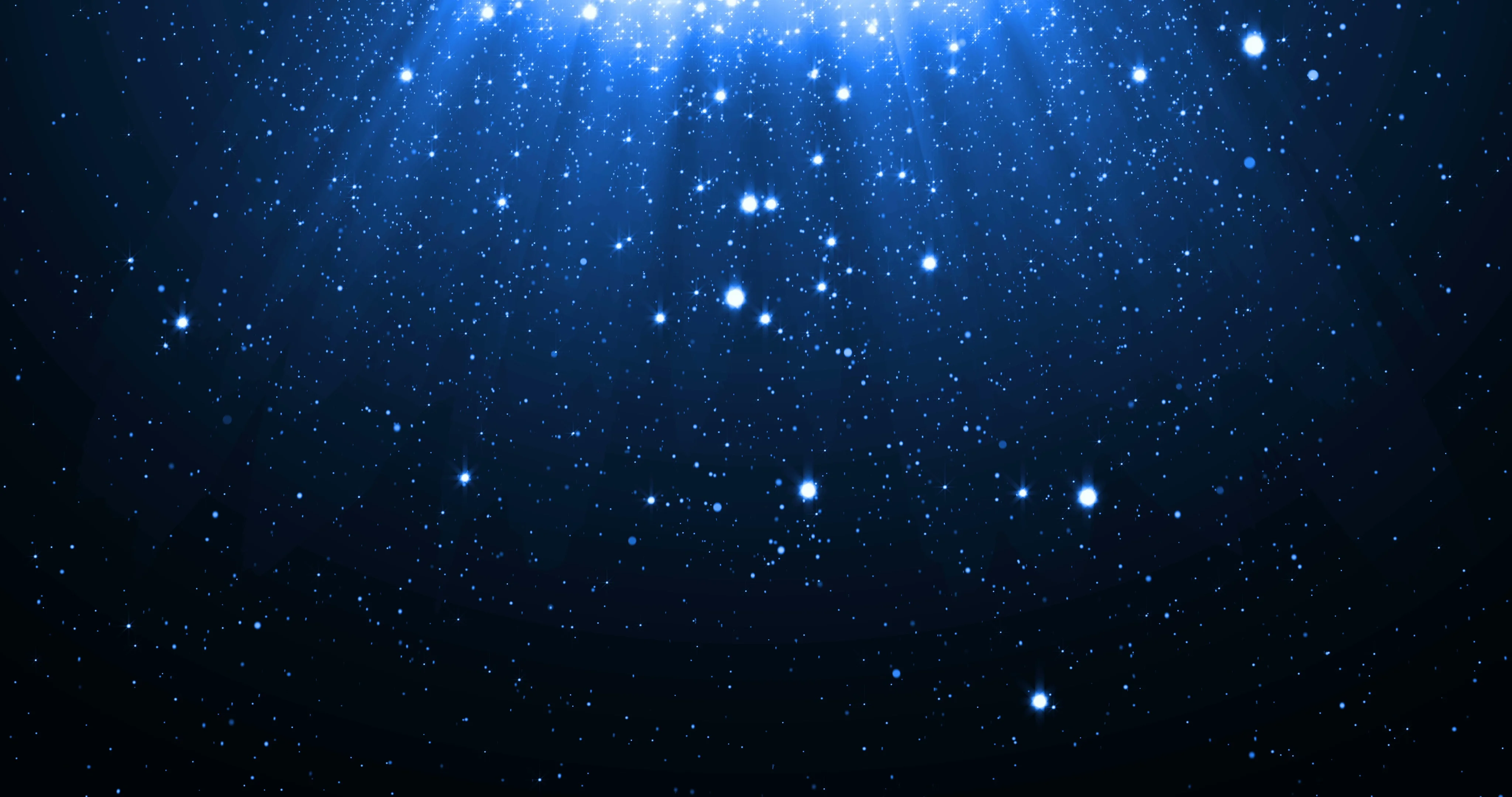Blue Light Glitter Particles Background With Shining Neon Stars