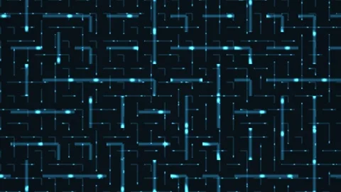Blue light grid pattern creates a dynamic digital Stock Footage 338318062