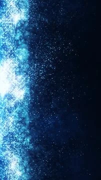 Blue light particles glowing against a dark abstract background Illustrazione stock