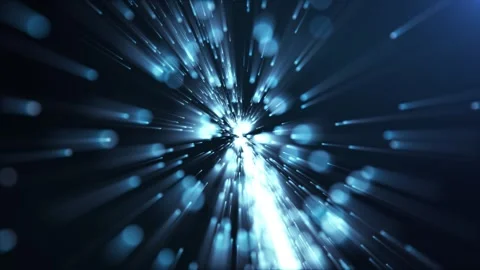 Blue light particles rush through a futuristic tunnel, forming a glowing Stock Footage 325990250