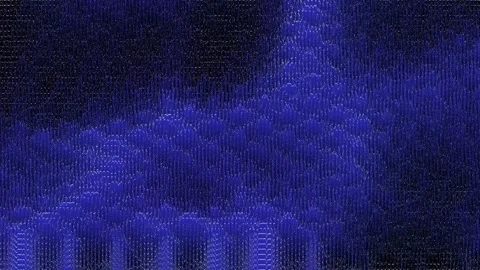 Blue light particles wave on black background Stock Footage 317946140