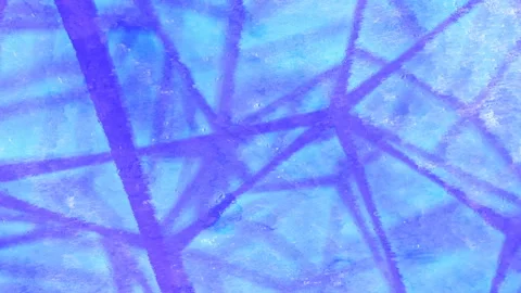 Blue light passes through a moving geometric structure. 3d render loop animation Stock Footage 222045332