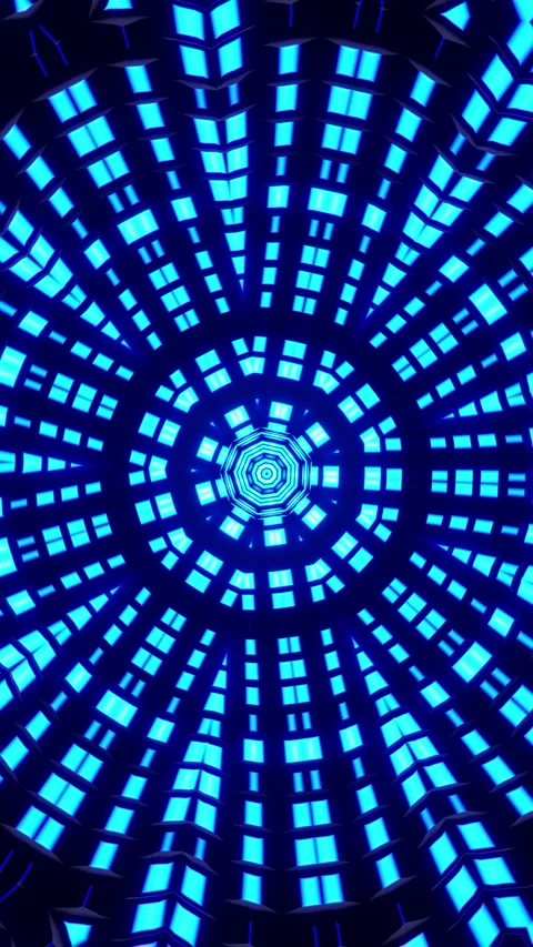 Blue light pattern with circular shape. Kaleidoscope VJ loop Vertical. 3D Stock Footage 314835296